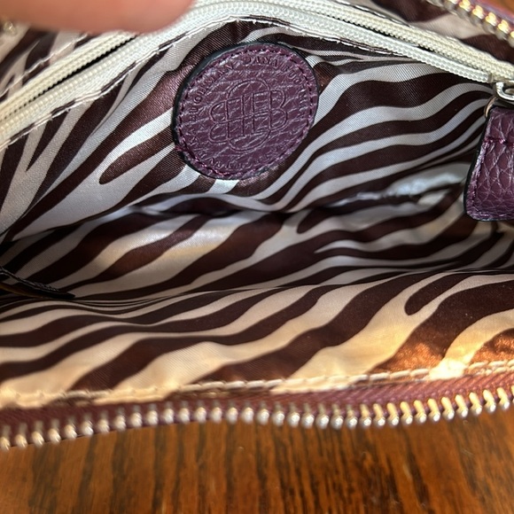 Nwt Dana Buchman Wristlet Purple Pebbled Faux LeatherbBrown Zedbra Interior - Picture 5 of 8